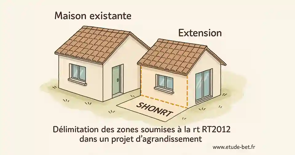 Schéma explicatif des zones rt2012 dans un projet d'agrandissement