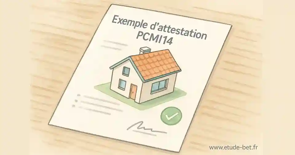 Exemple d'une attestation pcmi14 officielle avec indicateurs re2020