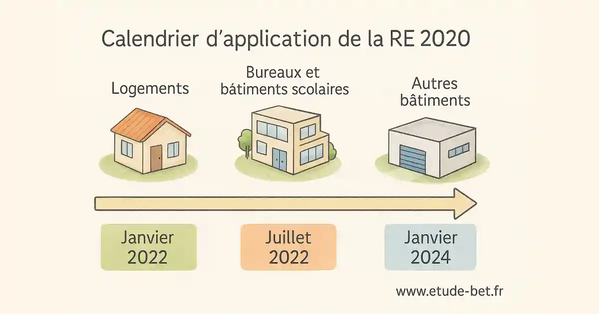 calendrier application re2020 par type batiment