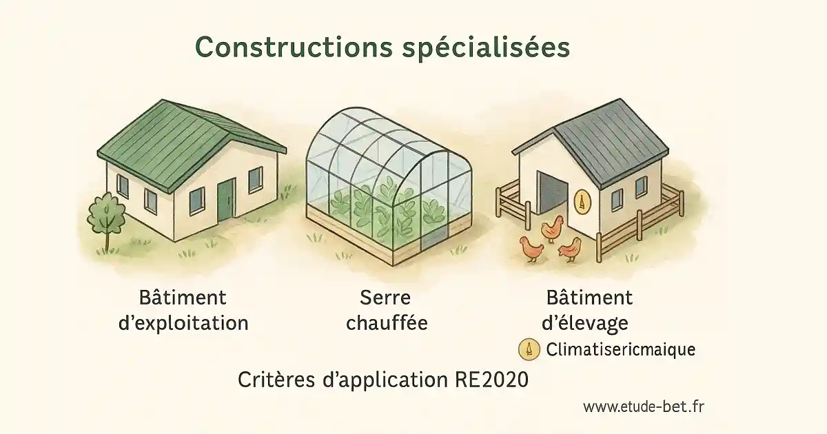 Constructions spécialisées concernées par la re2020