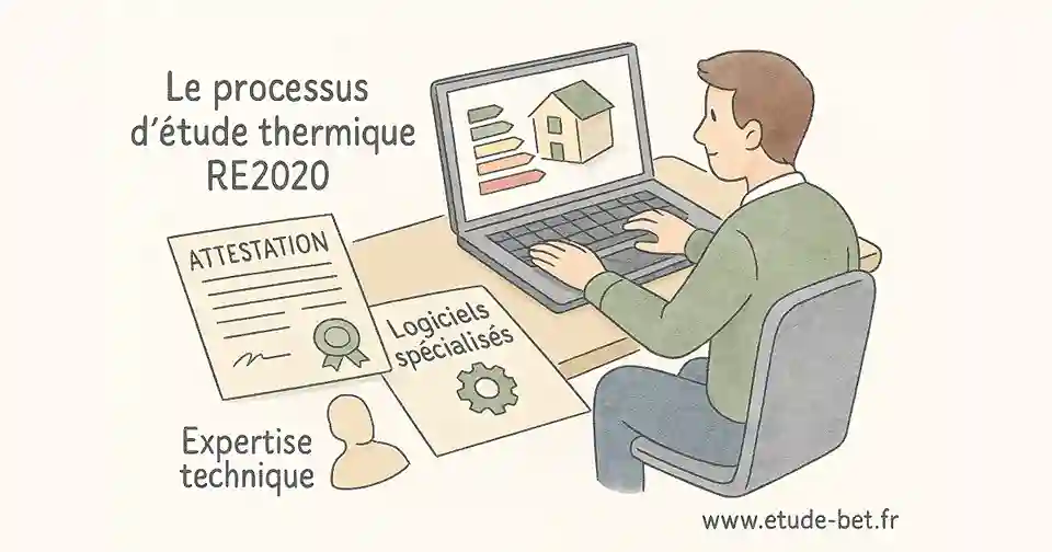 Processus d'étude thermique re2020 avec logiciels spécialisés