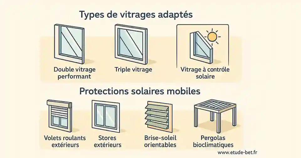 Menuiseries et protections solaires adaptées re2020