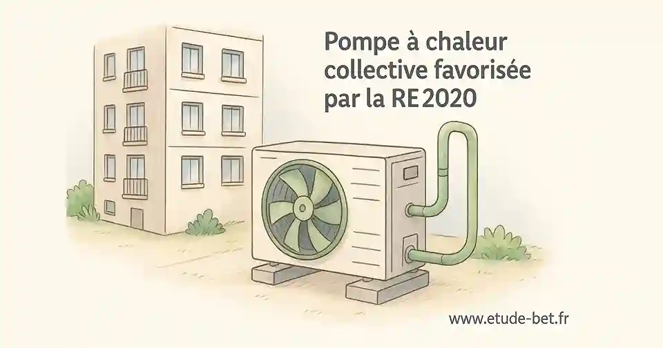 Installation de pompe à chaleur collective conforme RE2020