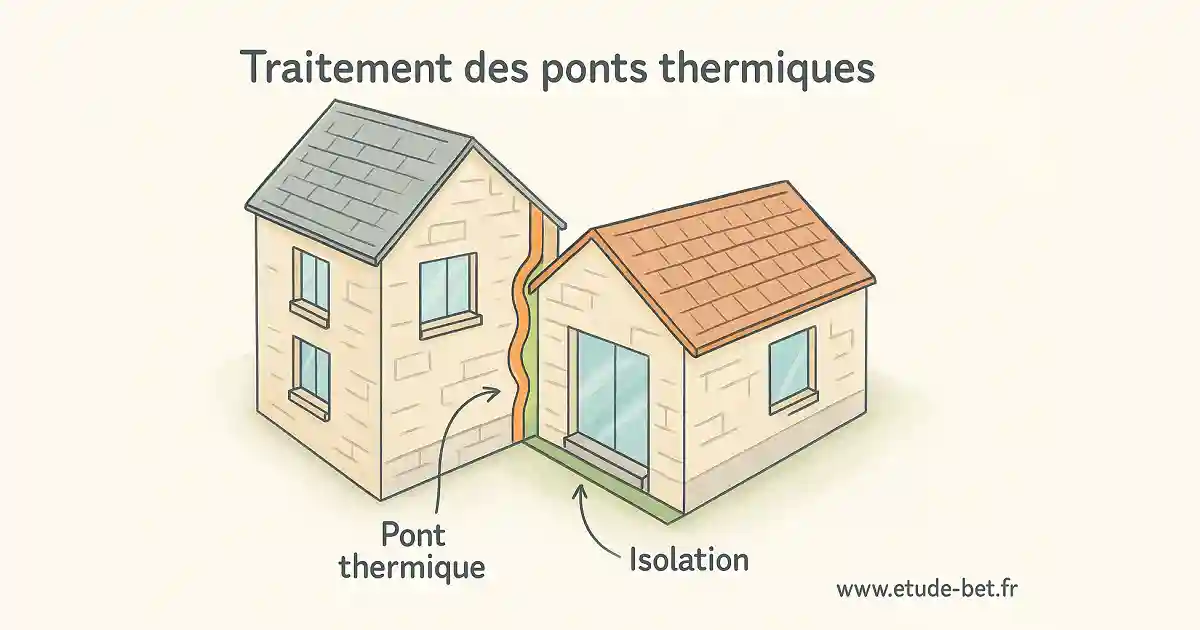 Traitement ponts thermiques jonction extension existant
