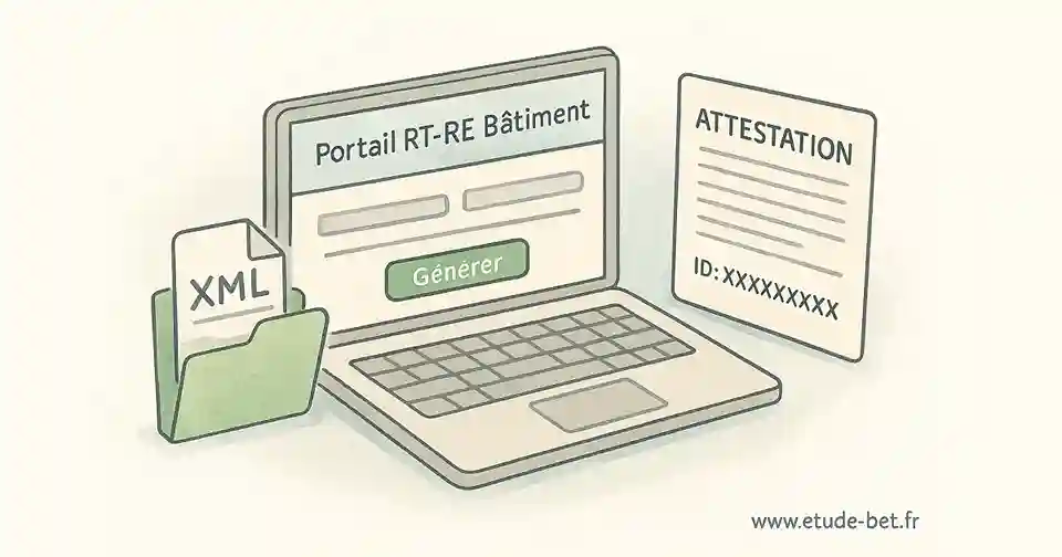 Interface du portail RT-RE Bâtiment pour la génération d'attestations