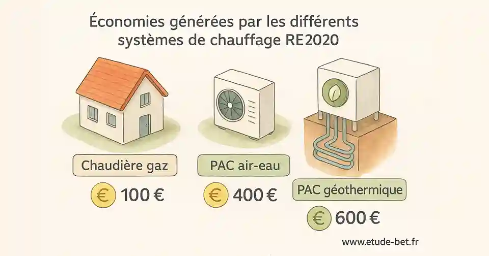 Comparaison économique des systèmes de chauffage re2020