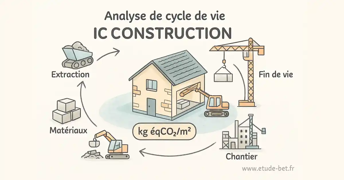 Schéma explicatif de l'IC construction et de l'ACV dans la RE2020