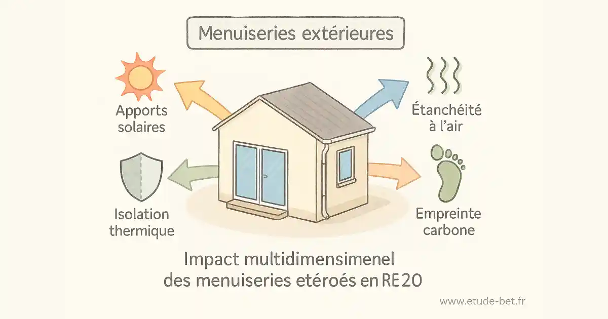 Schéma du rôle des menuiseries extérieures dans la RE2020