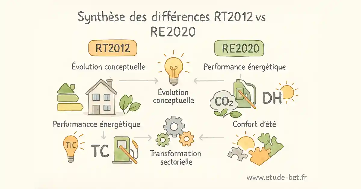 Synthèse des différences entre RT2012 et RE2020