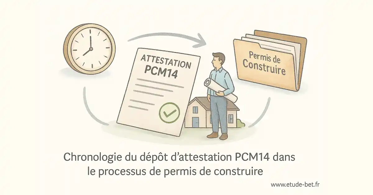 Chronologie du dépôt d'attestation pcmi14 dans le processus de permis de construire