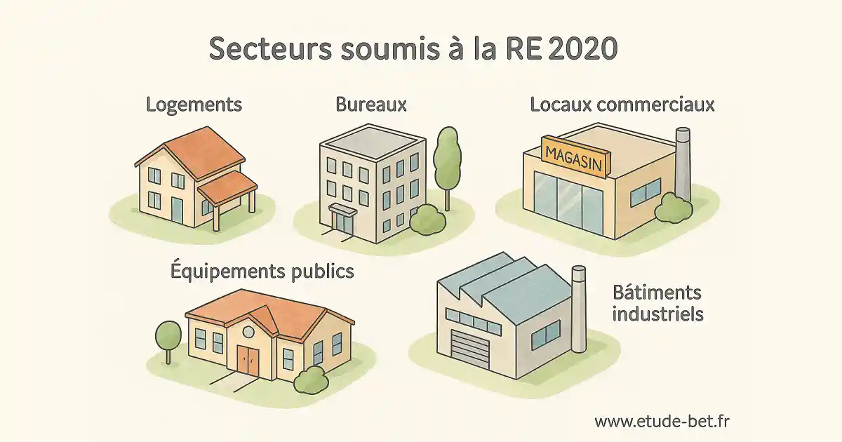 Panorama des types de bâtiments concernés par la re2020