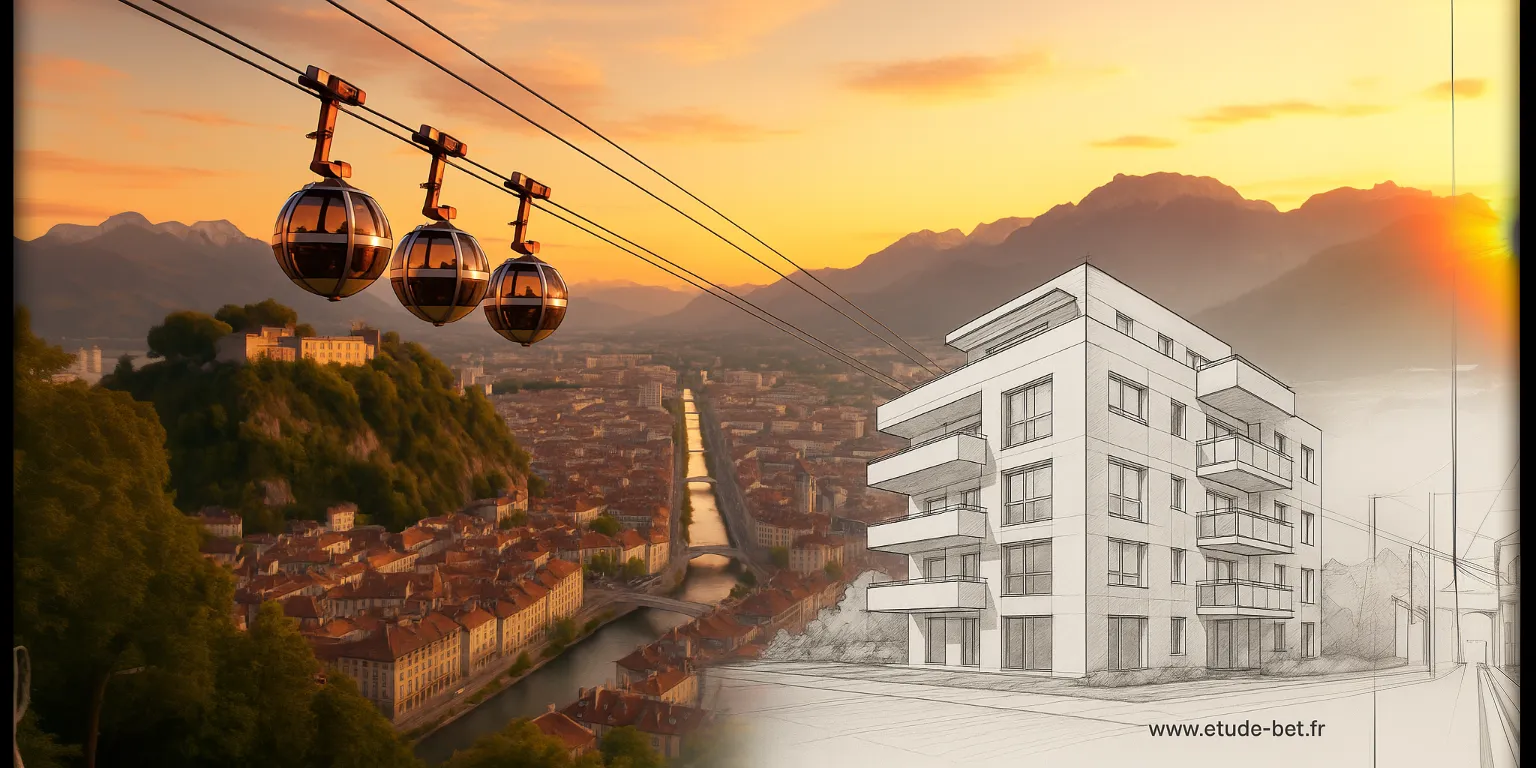 Vue panoramique de Grenoble avec la Bastille et les montagnes environnantes