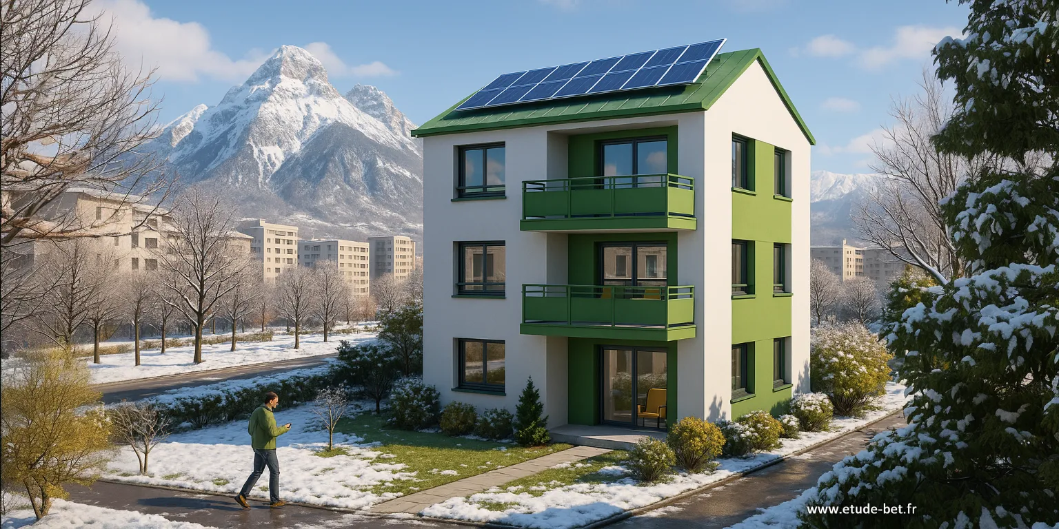 Grenoble en hiver avec vue sur les montagnes enneigées