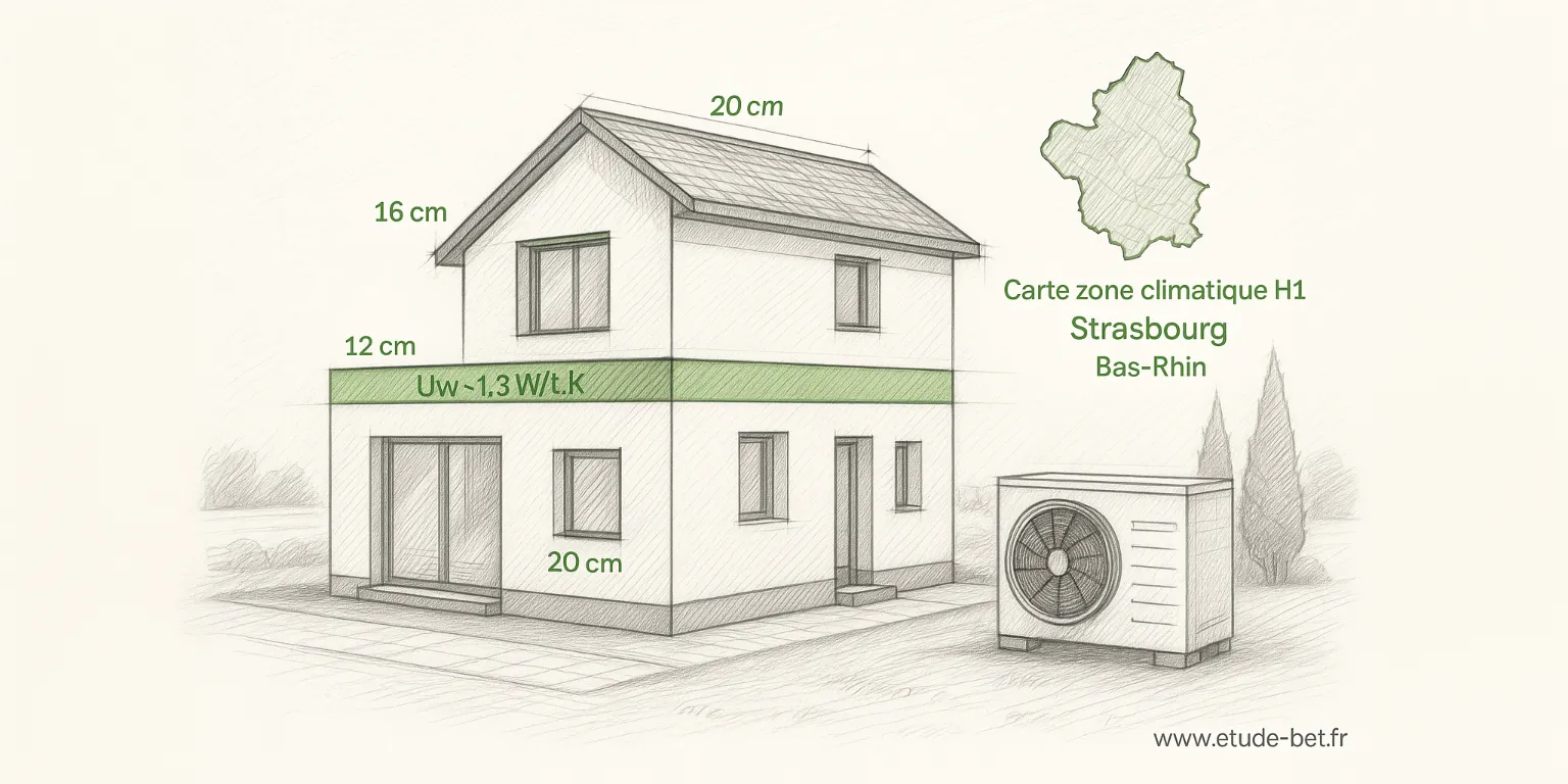 Carte zone climatique H1 Strasbourg Bas-Rhin