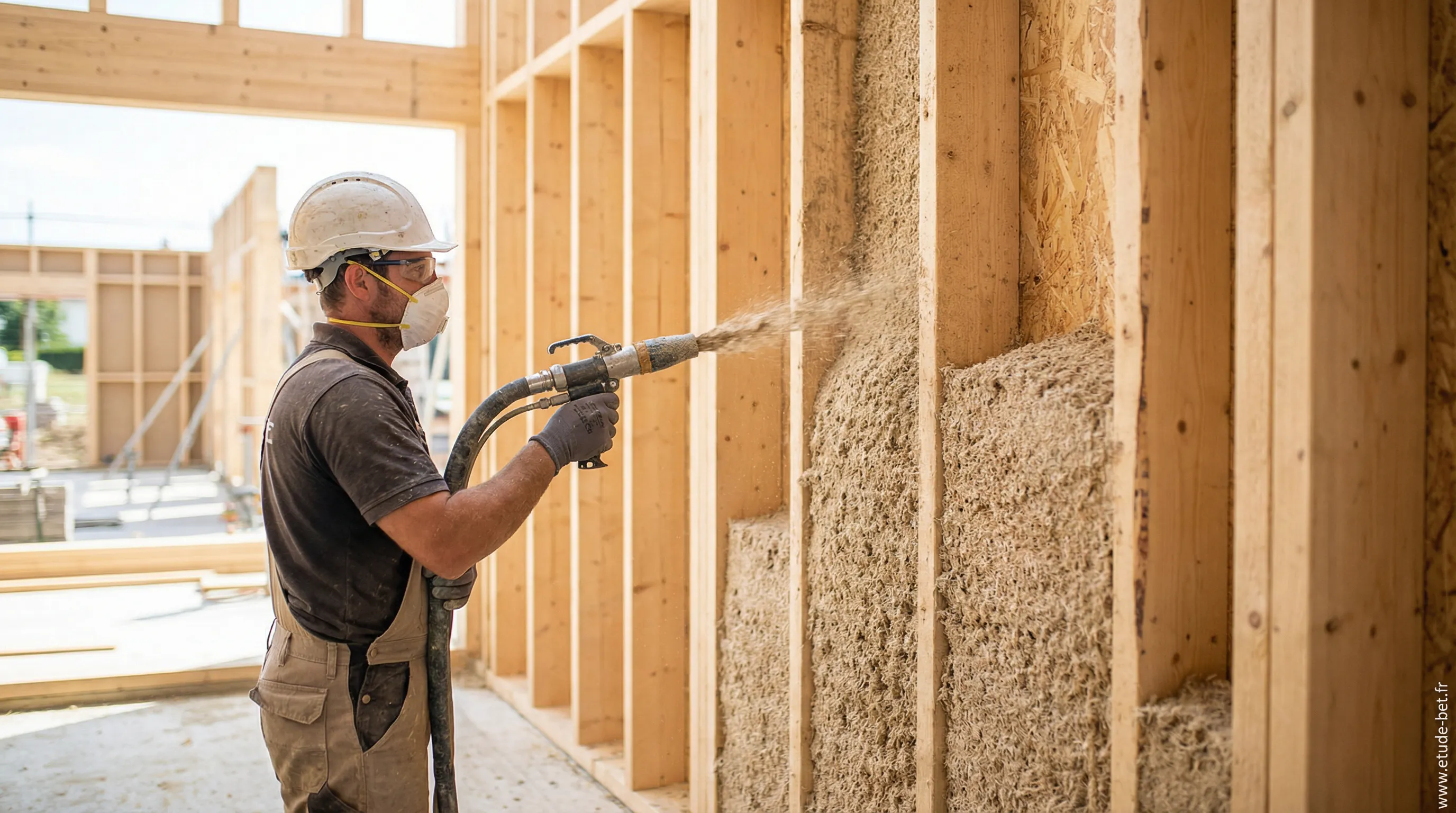 Application de béton de chanvre en projection