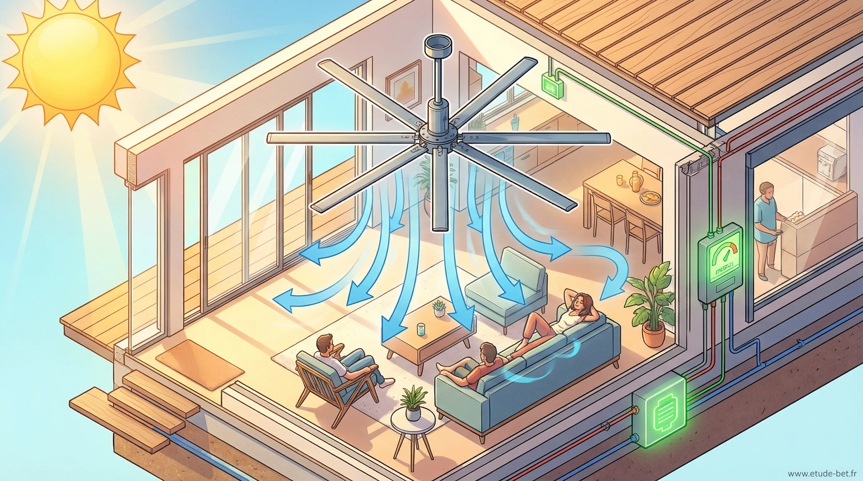 Brasseur d'air de plafond pour le confort d'été