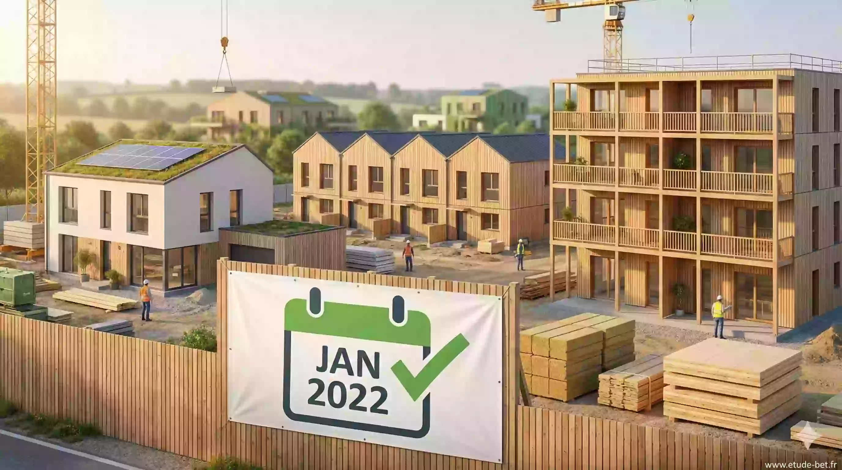 Calendrier de la re2020 pour les logements neufs depuis janvier 2022