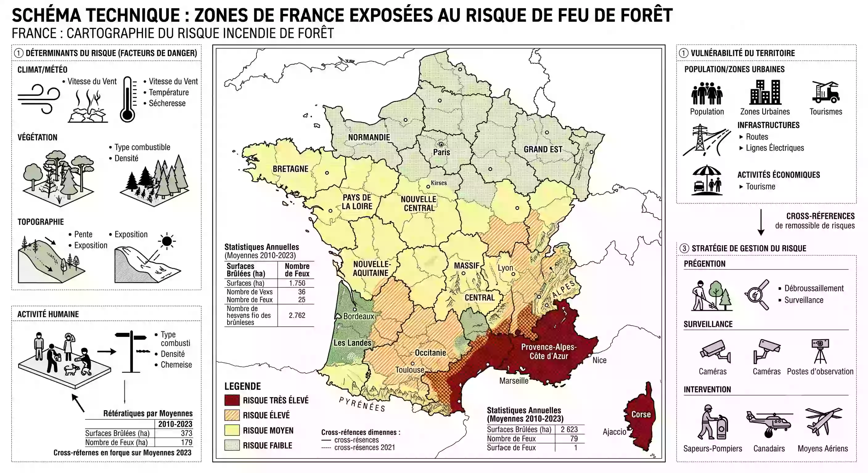 Zones de France exposées au risque de feu de forêt