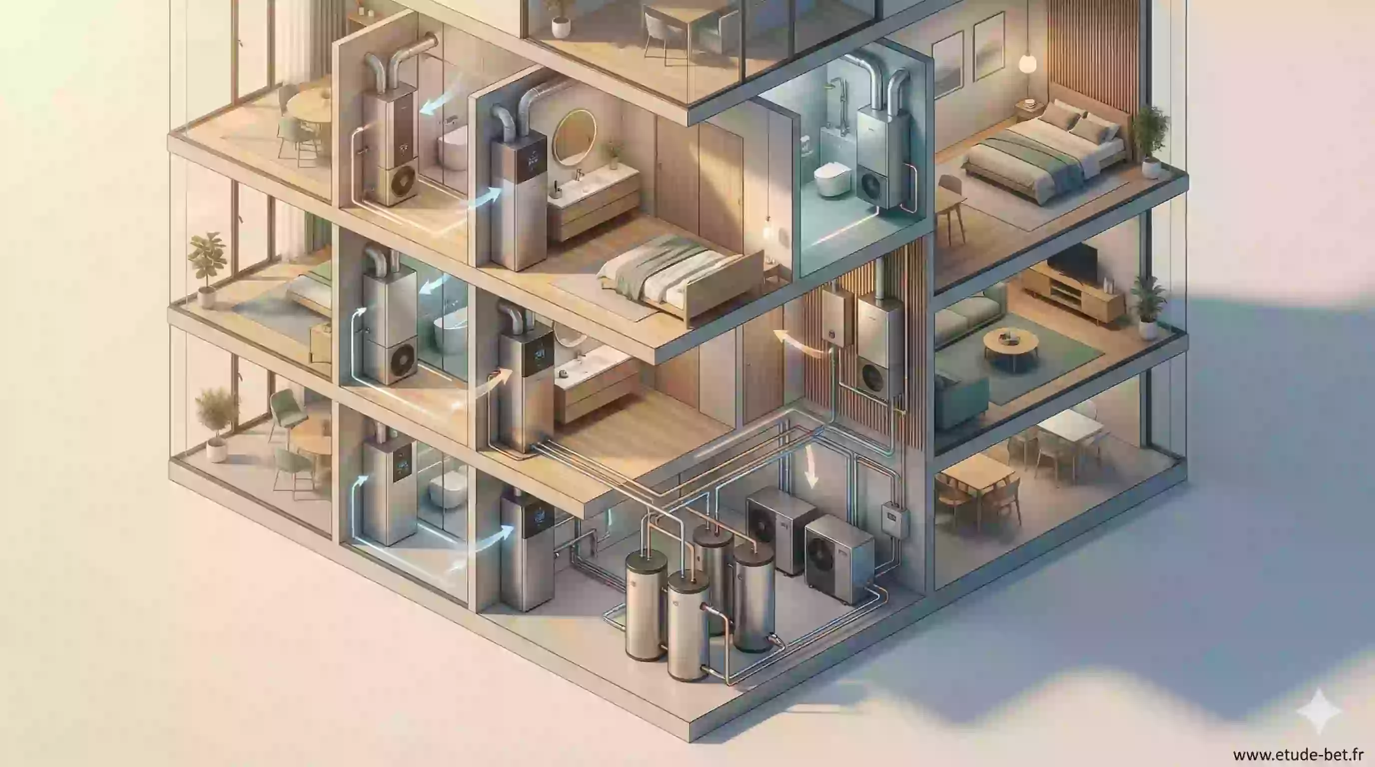 Installation de chauffe-eau thermodynamique en immeuble collectif
