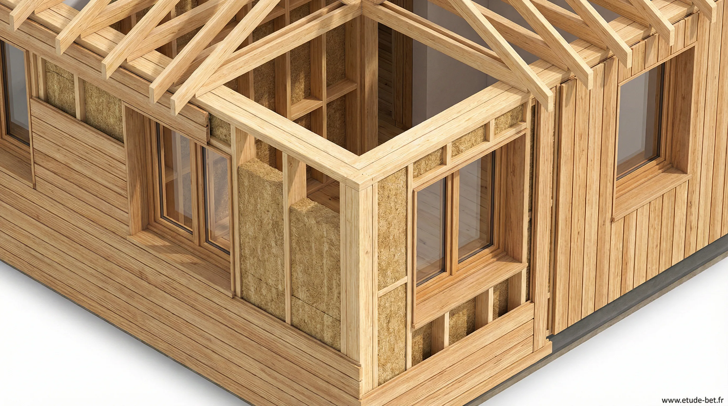 Maison en construction avec ossature bois