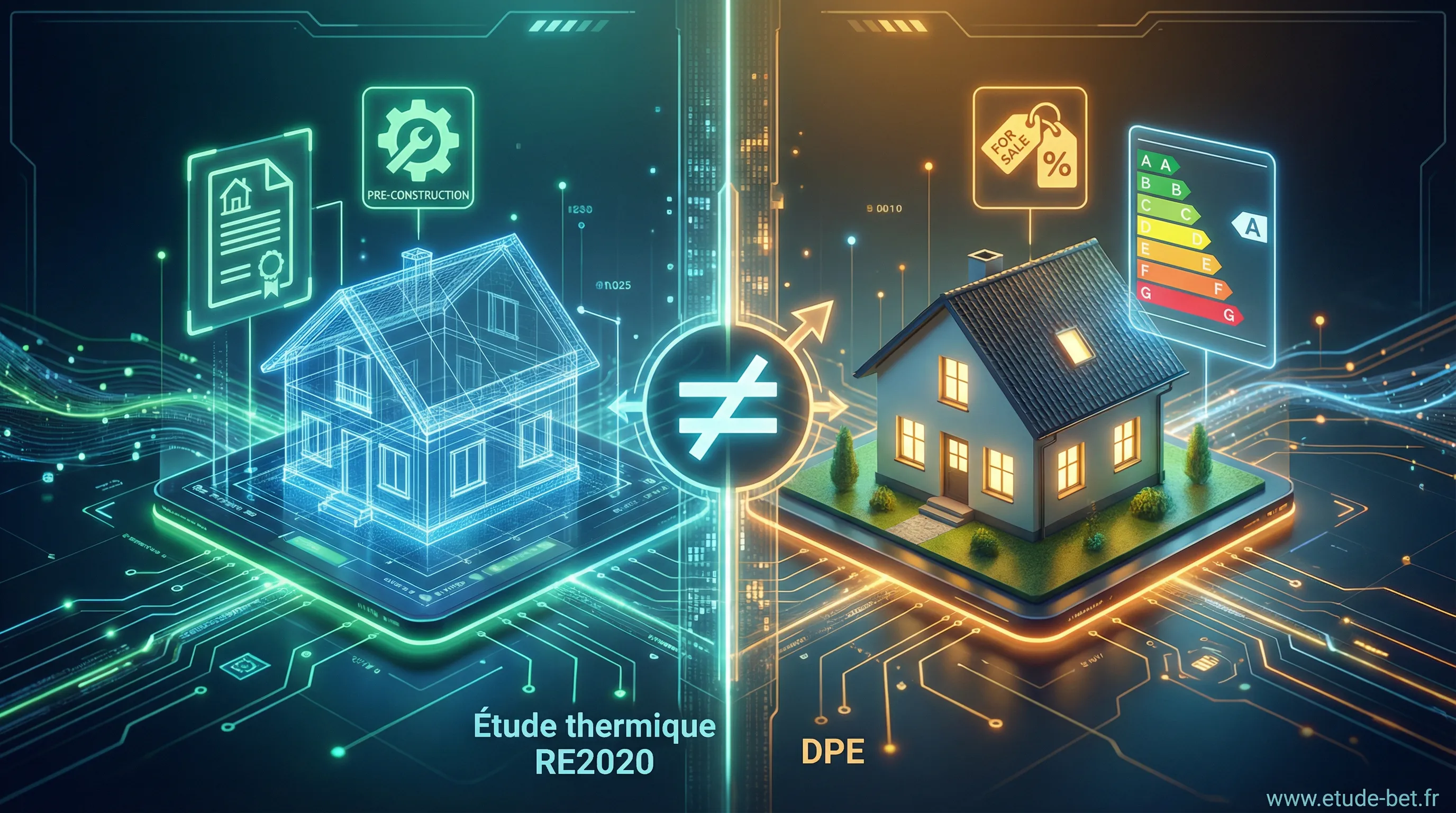 Étude thermique re2020 et dpe : ne pas confondre