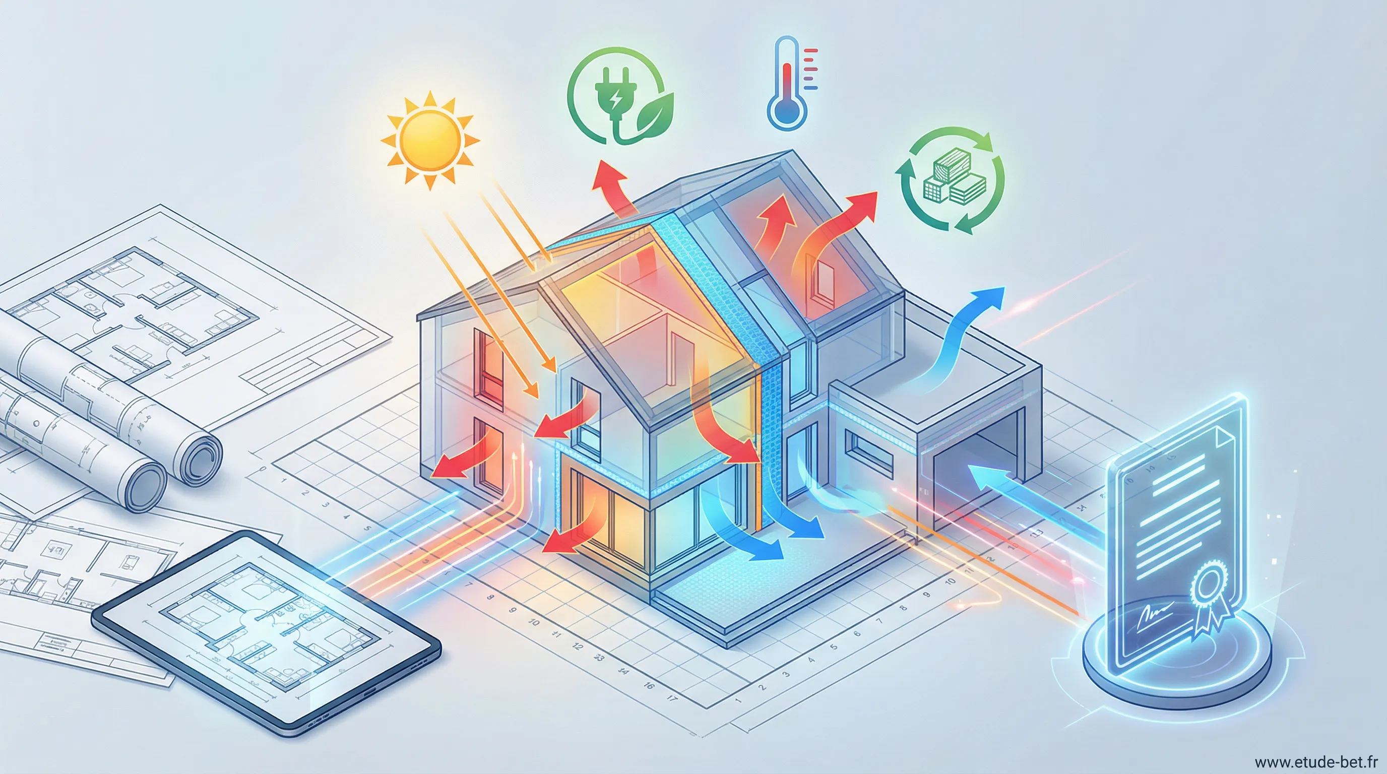 Schéma explicatif de l'étude thermique re2020
