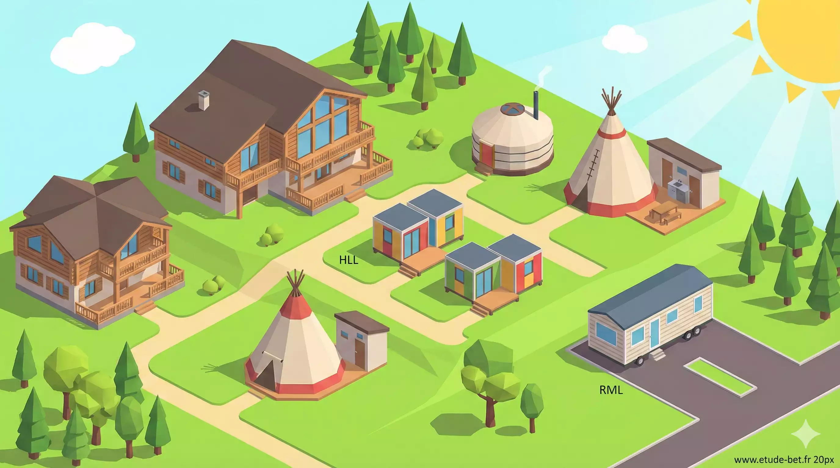 Chalet en bois HLL dans un camping