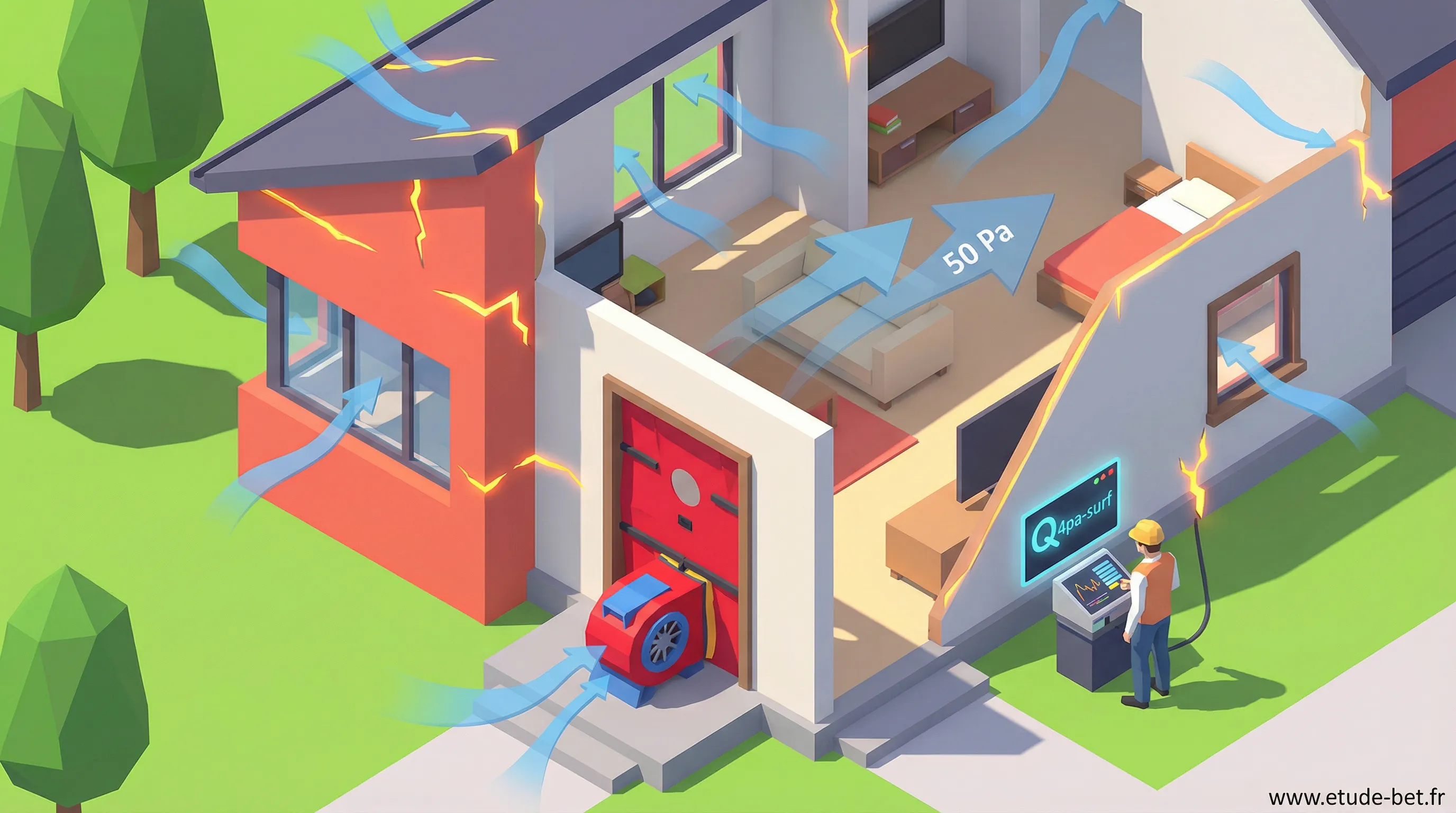 Installation d'une porte soufflante pour le test d'infiltrométrie