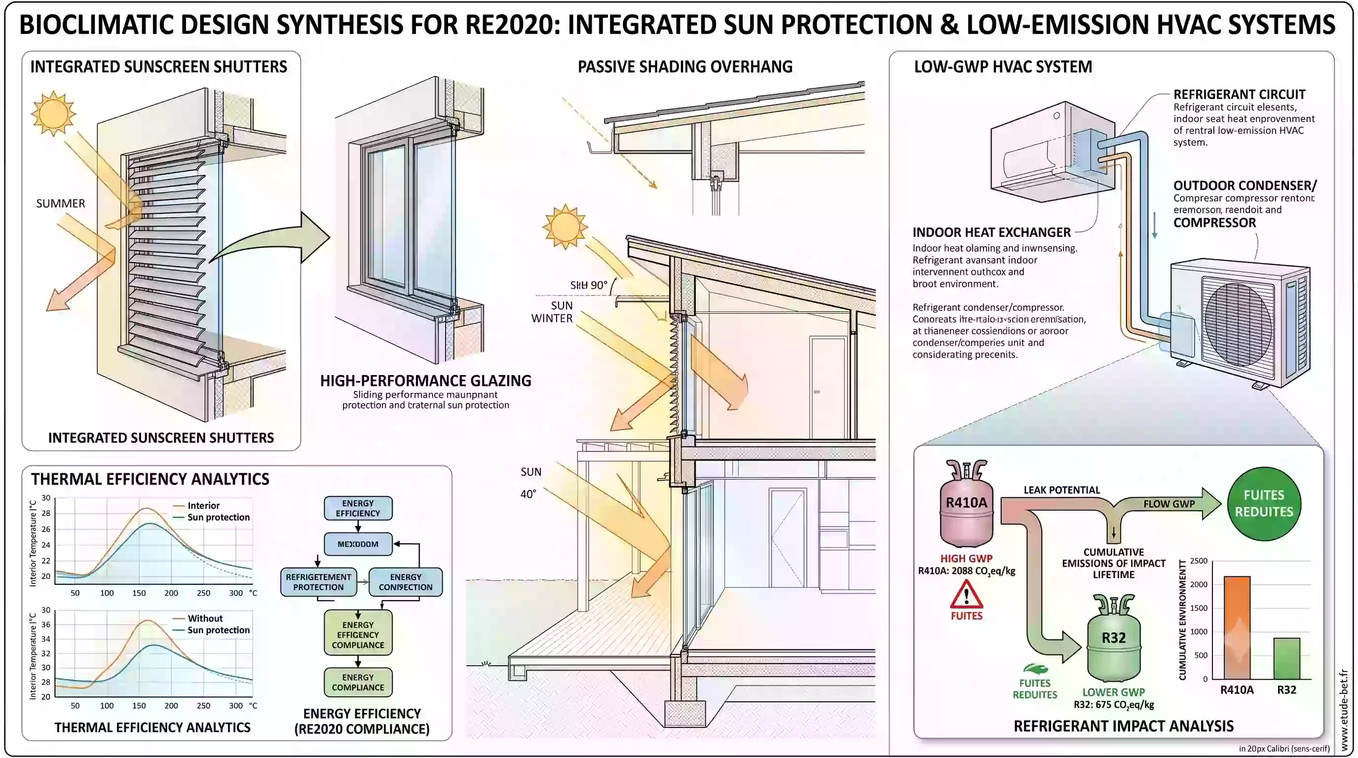 Protections solaires et conception bioclimatique d'une maison neuve re2020