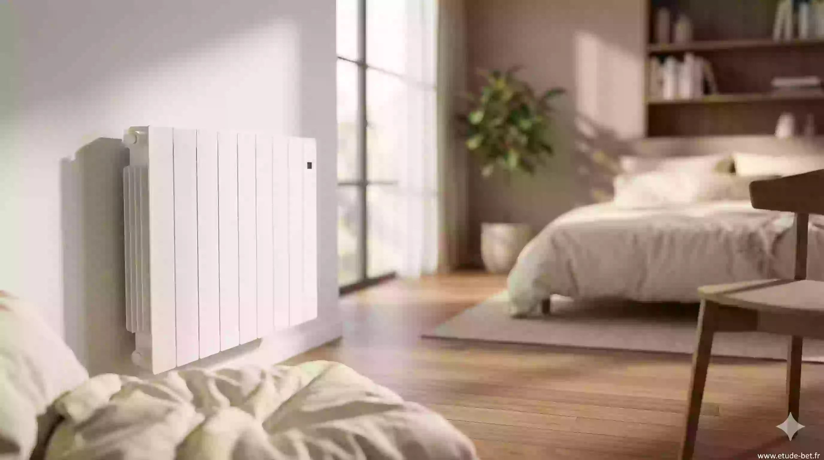 Radiateur électrique à inertie dans une chambre, puissance adaptée à la surface