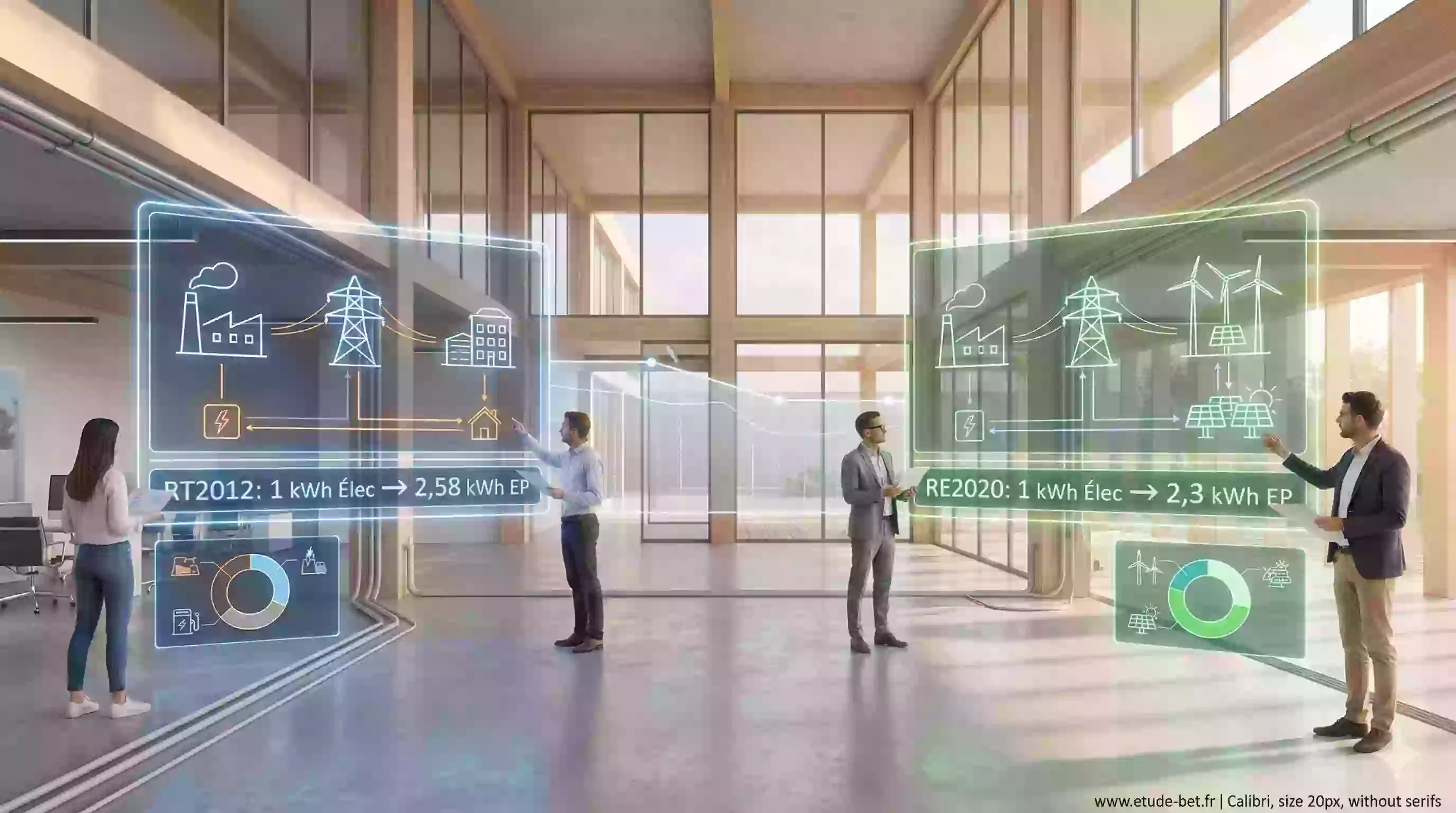 Coefficient énergie primaire électricité re2020 : 2,3 contre 2,58 en rt2012