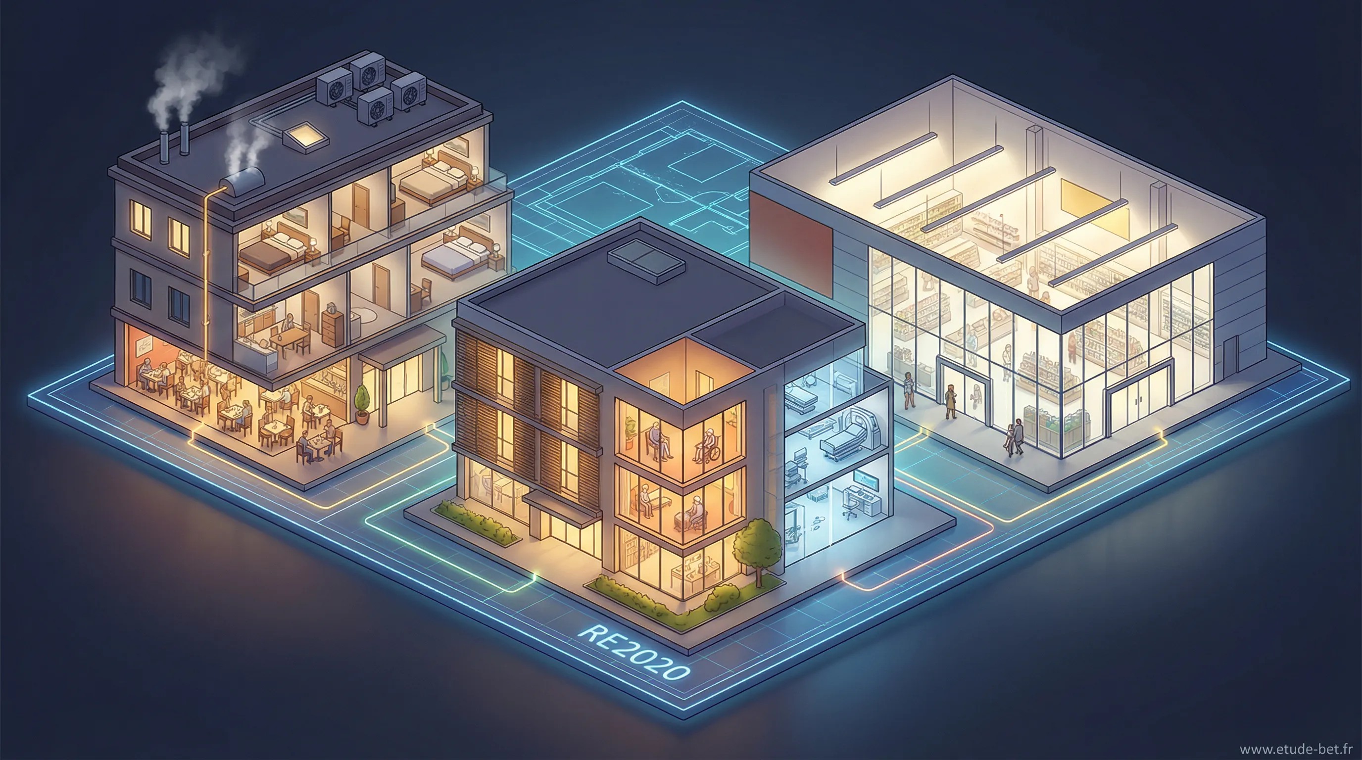 Enjeux de la RE2020 par secteur tertiaire