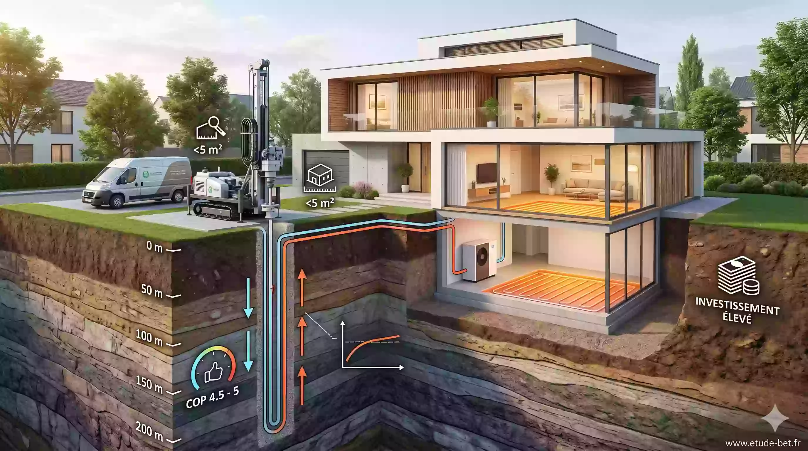 Forage pour sonde géothermique verticale