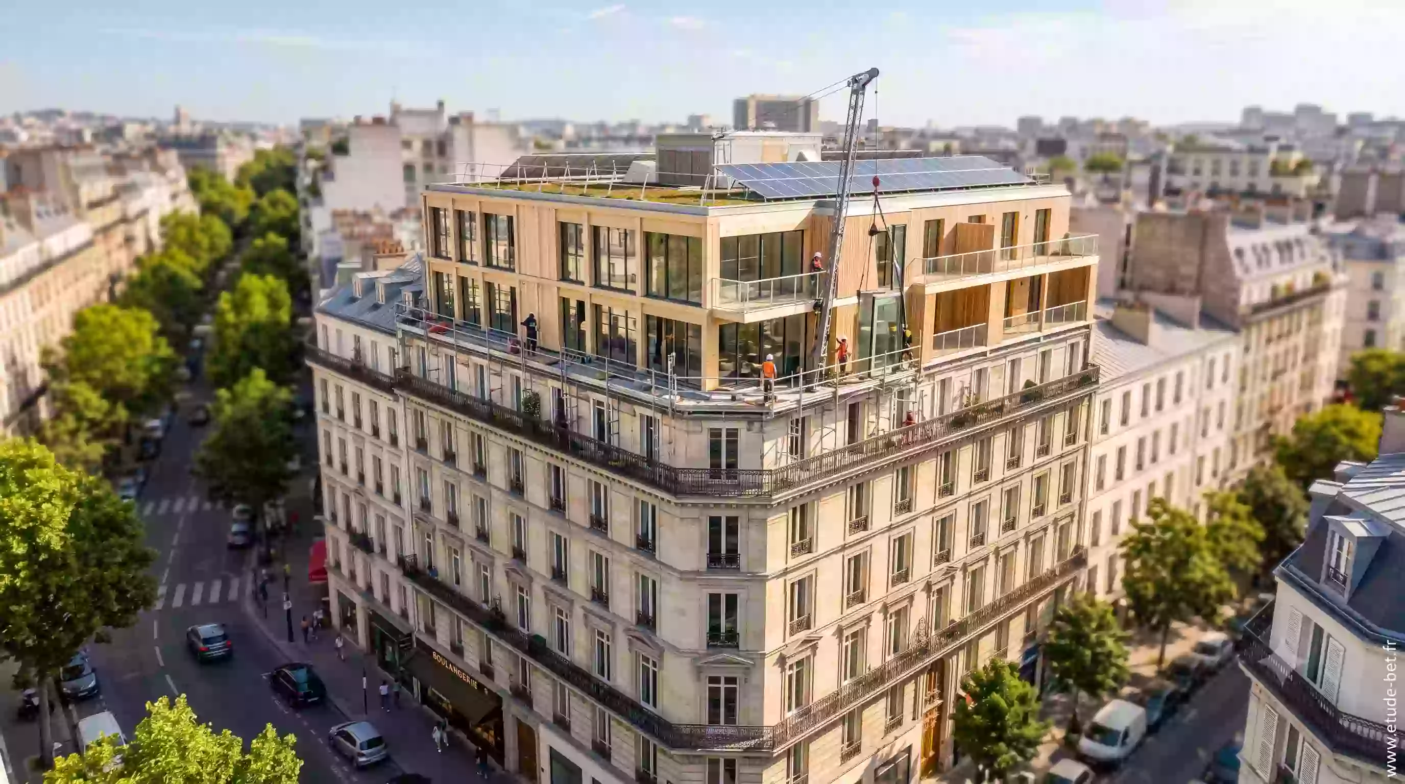 Surélévation d'un immeuble en ville soumise au nouveau régime re2020