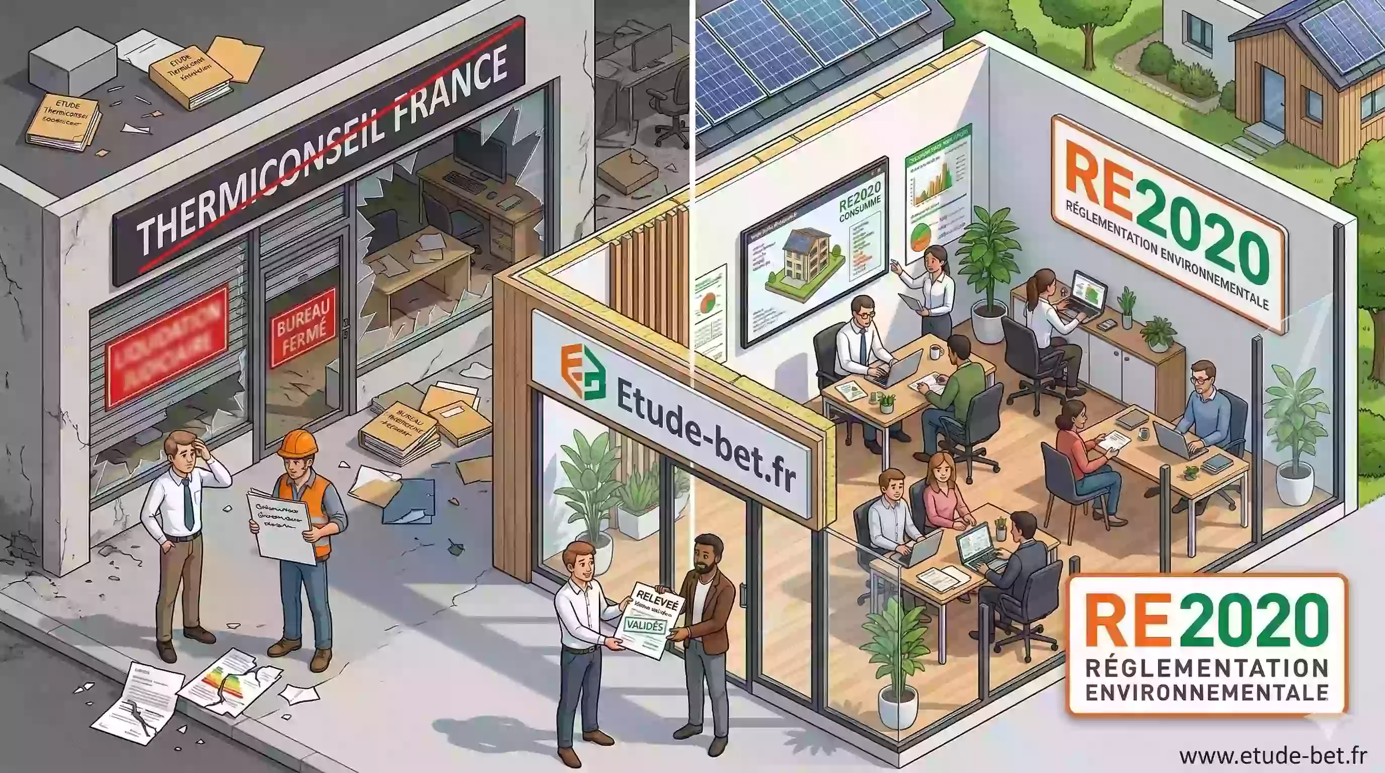 Thermiconseil en liquidation judiciaire - que faire pour votre étude thermique re2020