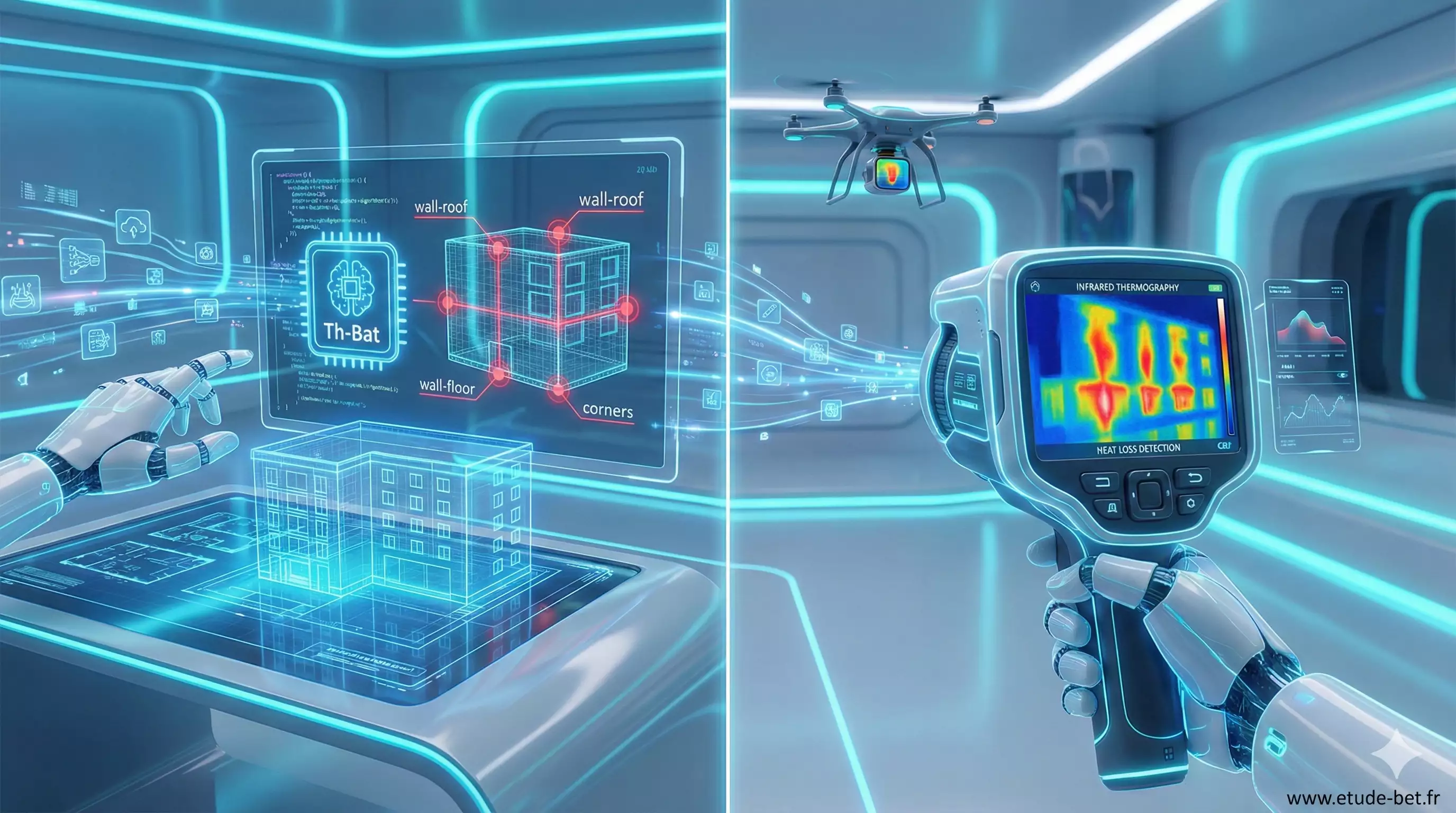 Image thermographique révélant un pont thermique au niveau d'un plancher