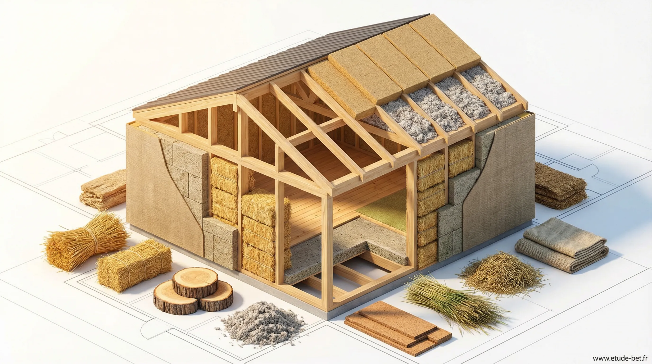 Différents types de matériaux biosourcés pour la construction